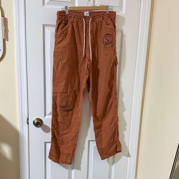 BDG Rust Brown Embroidered Drawstring Pants - Picture 3 of 14